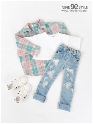 taobao agent [Pan Spirit Doll] NINE9 Style Korean Society Baby Set MSD denim Korean baby clothes BJD