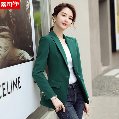 taobao agent Green autumn classic suit jacket, fashionable top, 2020, Korean style, fitted