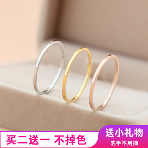 素圈玫瑰金细戒指女时尚个性尾戒小指钛钢小众设计感食指网红爆款