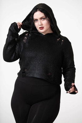 taobao agent Clear price killstar autumn and winter punk Gothic hot girl black metal sweater sweater ripped hooded short