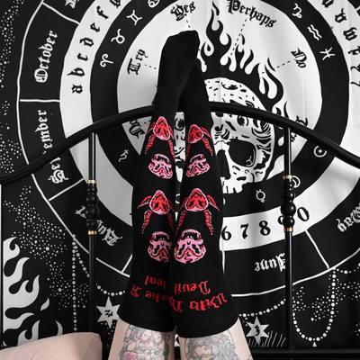 taobao agent Killstar Gothic Sweet Cool Punk Y2K hot girl black cartoon pattern printing over knee socks and thigh socks