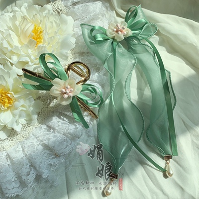 taobao agent Big cheongsam, green Hanfu, hair accessory, Chinese style, Lolita style