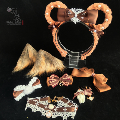 taobao agent Coffee acrylic hair accessory, headband, Lolita style, with little bears