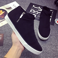 Тканевая высокая универсальная повседневная обувь, трендовые черные кроссовки, в корейском стиле