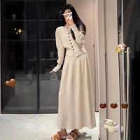 Костюм [Высококачественная версия] Осенние популярные вещи/одежда для поездок на работу/супер горячий костюм 2025 года/слегка толстая юбка с узкой талией/одежда в корейском стиле/полный комплект одежды OTD/внутренняя юбка/высококачественная одежда/одежда для учителей/осенняя одежда 2025 года новый стиль