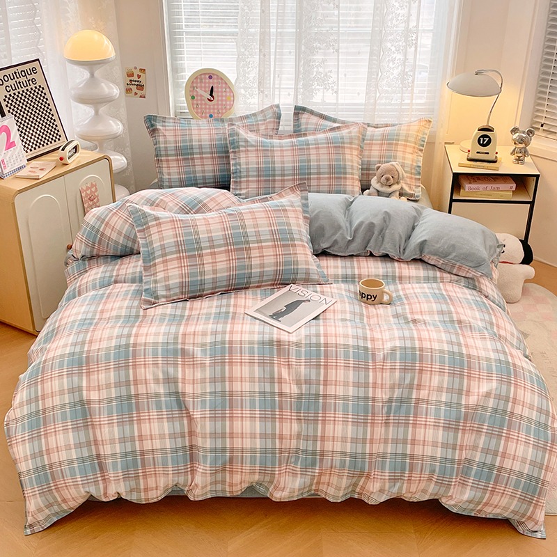 北欧风床上四件套全棉简约床单被套1.5学生宿舍三件套
