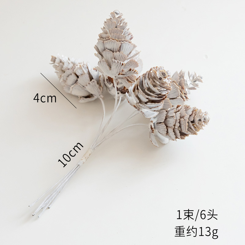 Simulated large pinecones dipped in white (6 pieces)