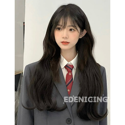 taobao agent Sugar -coated wig female Korean -style natural bangs jk water ripple curls lolita face face red full set