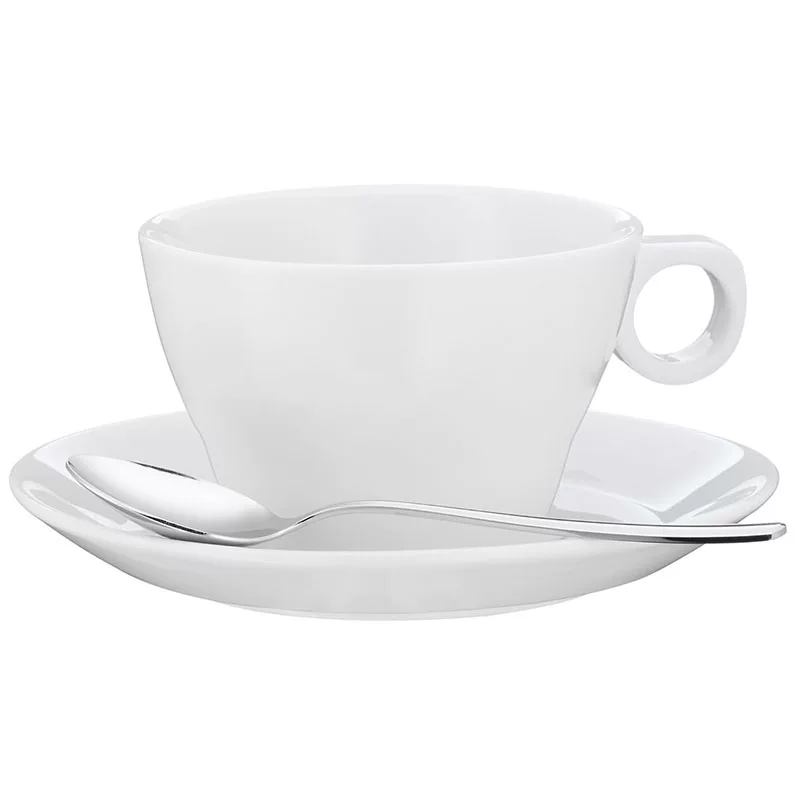 [德国WMF福腾宝Barista系列Cappuccino咖啡杯套装白瓷杯带托盘勺子]
