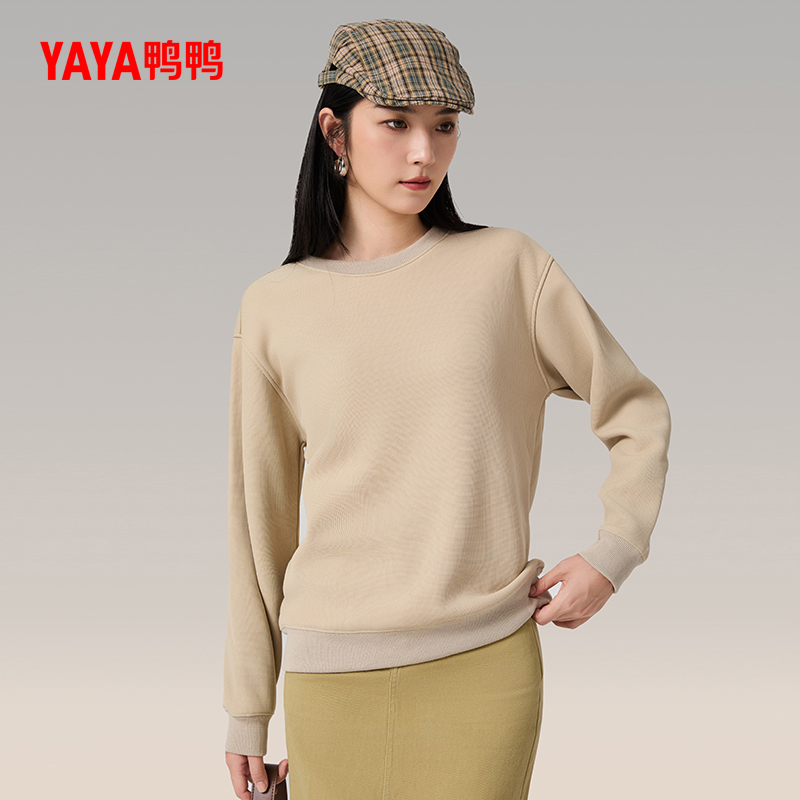 YAYA 鸭鸭 羊毛蚕丝华夫格圆领卫衣男女同款 44元包邮，卷后 