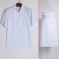 Белая футболка, фартук, короткий рукав