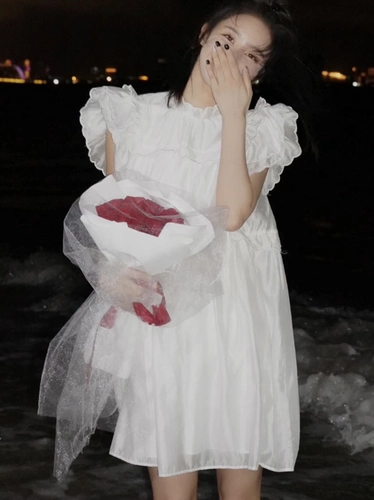 Ретро платье, дизайнерская юбка, популярно в интернете, французский ретро стиль, подходит для подростков, тренд сезона, в западном стиле, свободный крой, А-силуэт