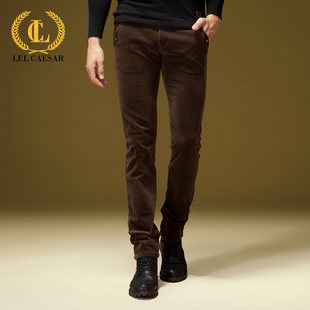 Elite corduroy fitted trousers, demi-season velvet for leisure, loose straight fit