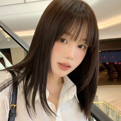 taobao agent Wig female long hair full set of net red air bangs temperament mid long hair naturally realistic simulation hair fake hairdresse