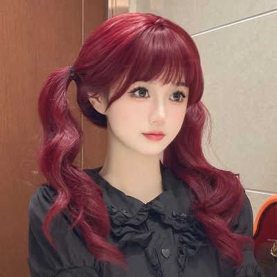 taobao agent Red helmet, capacious bangs, Lolita style, internet celebrity