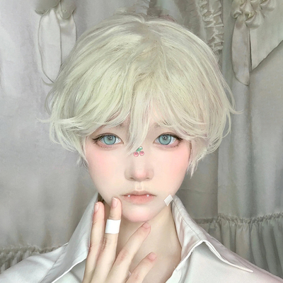 taobao agent Meisu rice white wig female short hair COS anime reduction simulation full set Korean handsome sweet and cool short hair