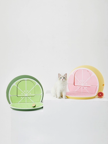 Нет карты Vetreska Lemon Grapefruit Полный закрытый туалет для кошек Большой анти -аутфисковные кошки песчаные кошки принадлежности