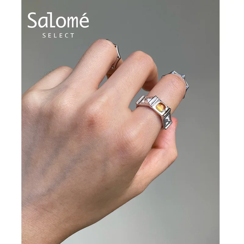 SALOME | CoteMP официально уполномочно AW22 Желтое кристальное водное кольцо нишевой ювелирки чистое серебро