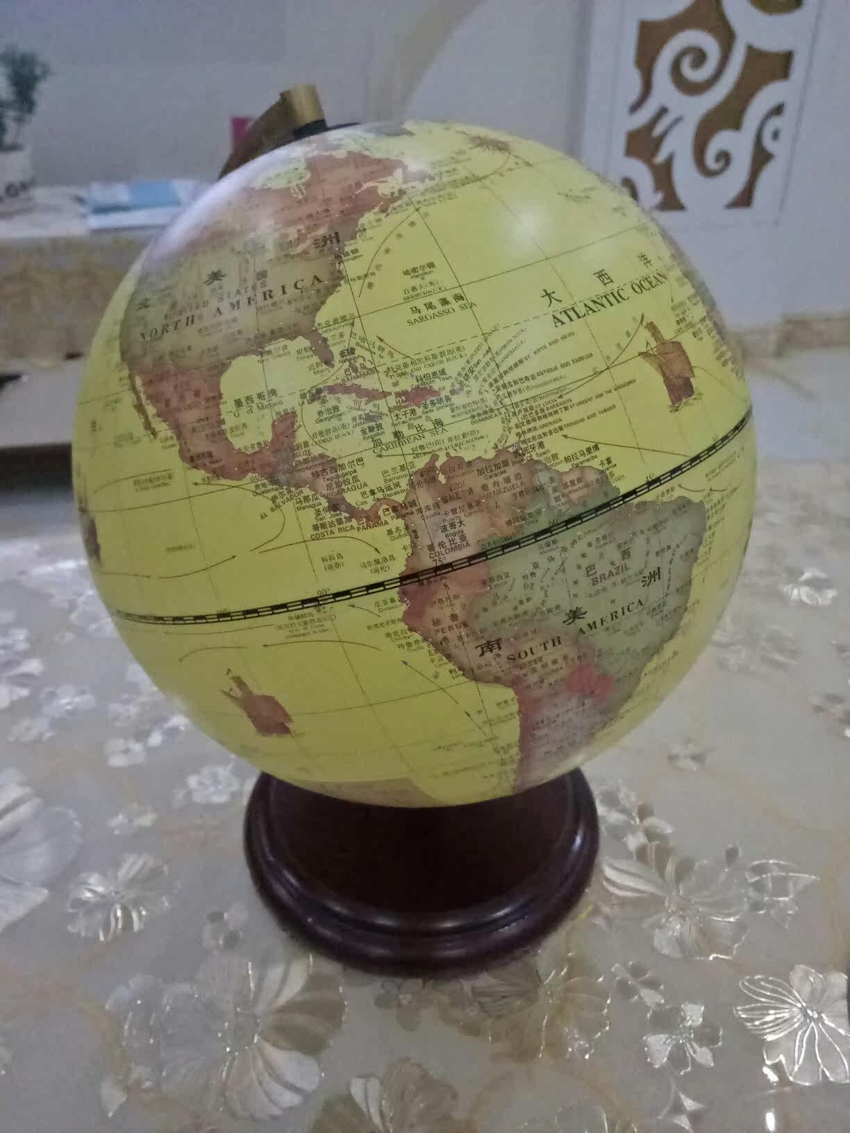 爱贝儿仿古复古地球仪带灯学生用初中生20cm中号高清2020美式欧美复古摆件32cm创意摆件办公室居家摆设儿童