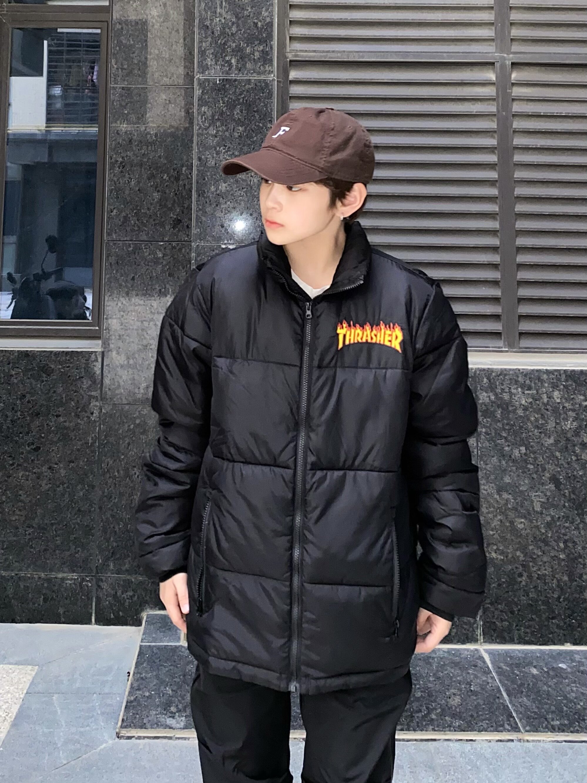 THRASHER官方】PUFFER JACKET火焰棉服夾克 