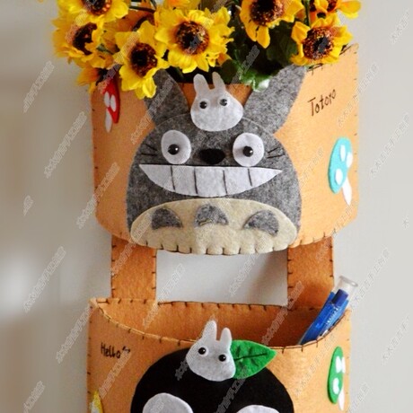 木木吉吉原创diy手工不织布龙猫收纳袋壁挂袋材料包 有免裁剪布料