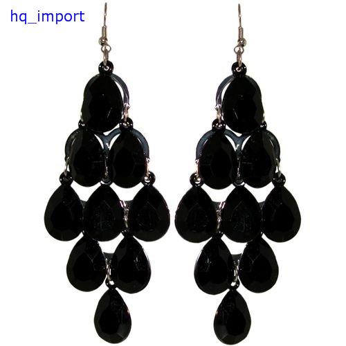 

Сувенир Chandelier Earrings, In Black With Silver Finish