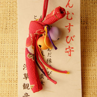 日本东京浅草观音 红色缘结御守手机链 成就良缘招桃花 包包挂件