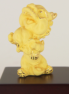 绒沙金工艺品黄金摆件生日婚庆礼品千足铸金q版十二生肖兔