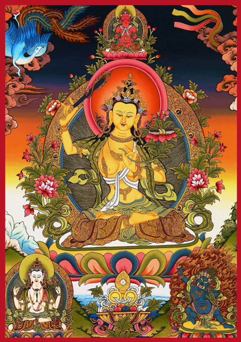 Будда статуя портретное украшение Будды Бодхисаттва живопись Тантра Веншу Бодхисаттва бумага с двойной пластиковой уплотнением 008 008