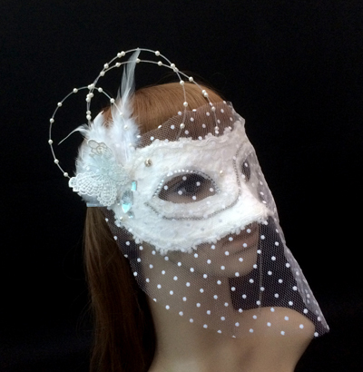 白色羽毛万圣节面具化妆舞会公主派对威尼斯面纱假面美女cos女神