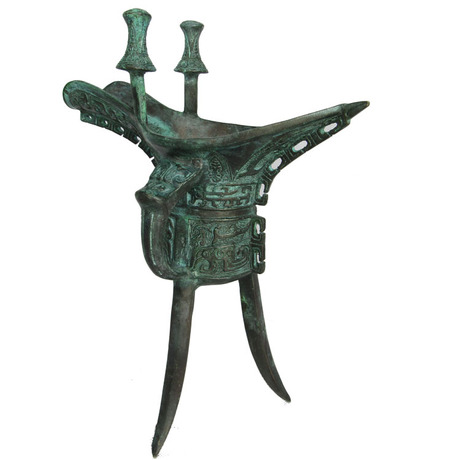 商代妇好爵杯青铜仿古代酒杯酒壶工艺品摆件办公室书房装饰品摆设