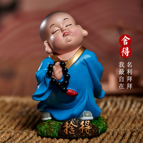 妙工坊 可爱小沙弥摆件 小和尚家居办公室书房书桌隔板创意装饰品