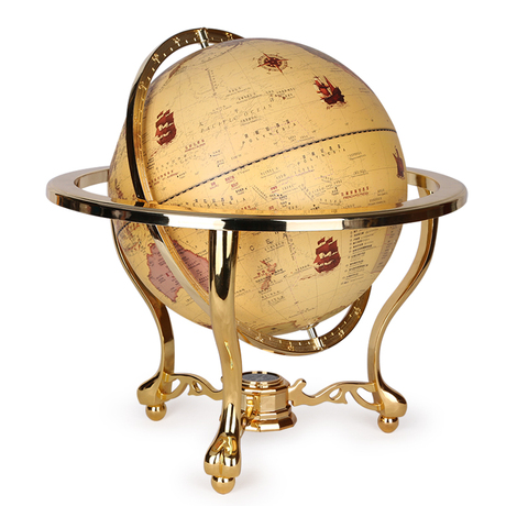 包邮320mm台式金色架 高档仿古地球仪 工艺品摆件 商务礼品风水球