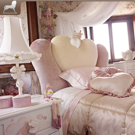 蹀马欧式实木床女孩15米粉红色公主床12m高箱床配套床品儿童床