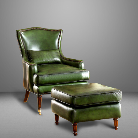 乔治艾伦真皮沙发皮艺休闲椅子美式单人阳台客厅书房卧室老虎椅