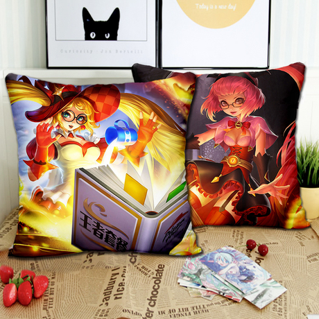 王者荣耀抱枕 安琪拉暗夜萝莉 魔法小厨娘 玩偶对对碰可定制靠垫
