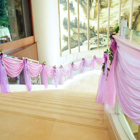 婚庆结婚用品楼梯扶手纱幔布婚房布置套餐装饰纱幔拉花水晶雪彩纱