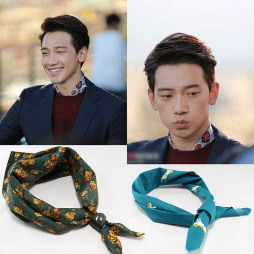 Шарф, ретро демисезонный универсальный шейный платок подходит для мужчин и женщин, в корейском стиле, цветочный принт, простой и элегантный дизайн