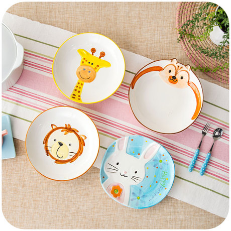 居家家 创意手绘动物陶瓷家用餐具盘子 卡通菜盘餐盘甜品盘早餐盘