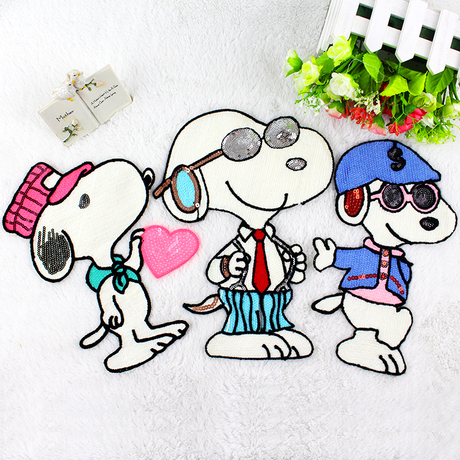 时尚毛巾绣卡通史努比大号布贴布服装辅料 t恤衣服补丁贴花卫衣绣