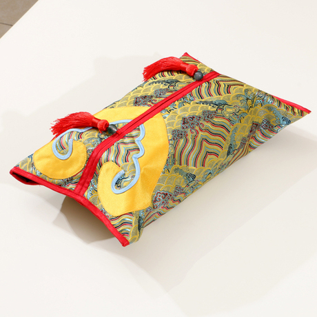 艺必旭 中式古典流苏真丝云锦纸巾盒套 纸巾抽套特色工艺品