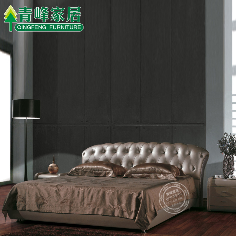 

кожаная кровать Qingfeng home 8916