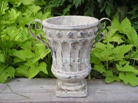Керамический горшок с керамическим горшком из керамического горшка, ностальгический ретро, ​​старое суккулентное растение, два уша высокая чашка горшок горшок