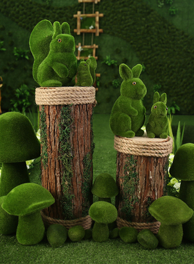 森林系列主题婚礼签到区装饰摆件苔藓小动物植物路引婚庆道具批发