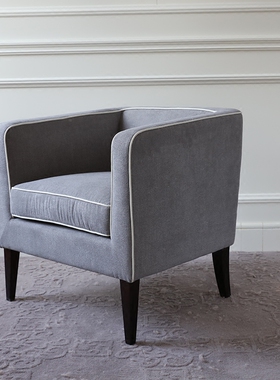 北欧宜家简约淡蓝色单人沙发软包金属实木设计师样板房小美式ikea