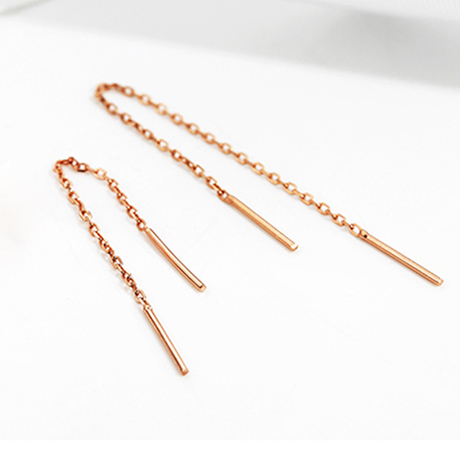 月儿弯18k玫瑰金耳线彩金白金黄金耳环耳饰正品