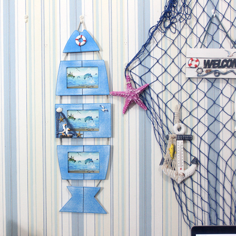 地中海壁饰鱼相框照片墙装饰创意沙发背景墙饰客厅儿童房卧室挂饰