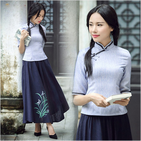 【唐装中袖旗袍】_唐装旗袍图片_民国旗袍价格_搭配分享 - 爱逛街