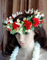 Гавайская травяная юбка танцевальная цветочная кольца танцевать голово