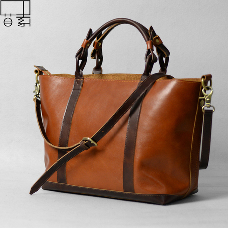 皮薯薯 原创设计 复古潮流时尚撞色牛皮女包包手提包斜跨包子母包